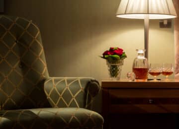 close up all year whiskey in room